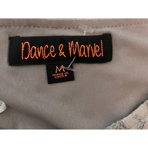 Dance & Marvel Beige Lace Overlay Mini Skirt Floral Design Scalloped Hem Medium - Picture 3 of 8